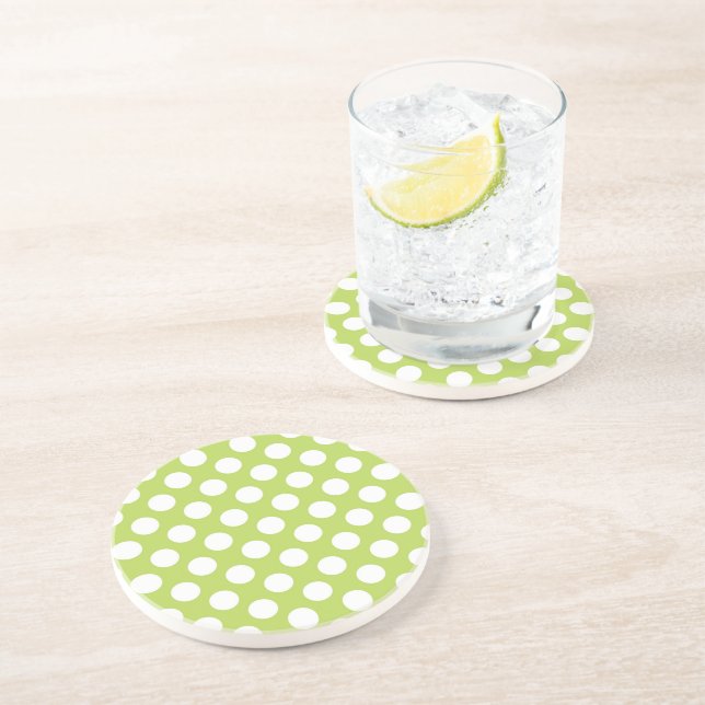 Green Polka Dots, Polka Dot Pattern, Dots, Dotted Coaster (Side)