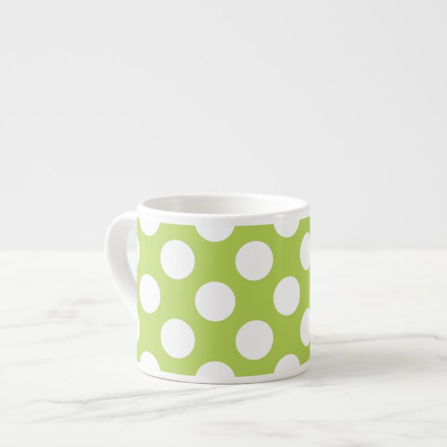 Green Polka Dots, Polka Dot Pattern, Dots, Dotted Espresso Cup (Front Left)