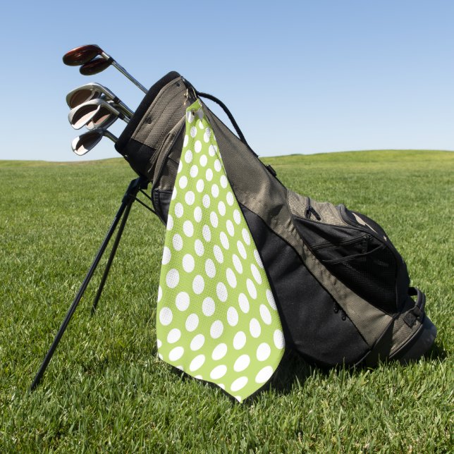 Green Polka Dots, Polka Dot Pattern, Dots, Dotted Golf Towel (Green)