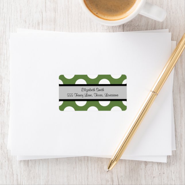 Green Polka Dots, Polka Dot Pattern, Dots, Dotted Label (Insitu)