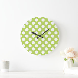 Green Polka Dots, Polka Dot Pattern, Dots, Dotted Large Clock