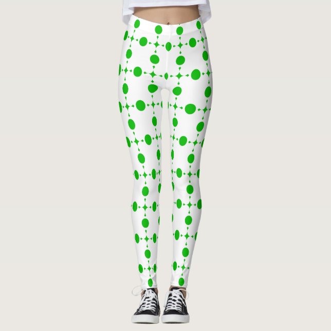 Green Polka Dots, Polka Dot Pattern, Dots, Dotted Leggings (Front)
