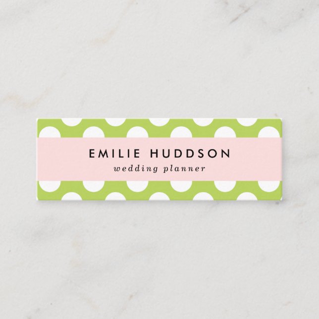Green Polka Dots, Polka Dot Pattern, Dots, Dotted Mini Business Card (Front)