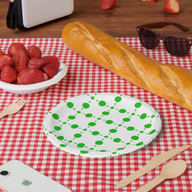 Green Polka Dots, Polka Dot Pattern, Dots, Dotted Paper Plate (Picnic)