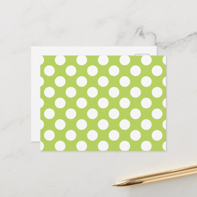 Green Polka Dots, Polka Dot Pattern, Dots, Dotted Postcard (Front/Back In Situ)