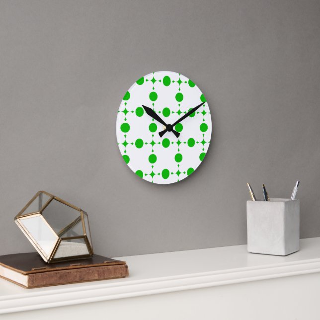 Green Polka Dots, Polka Dot Pattern, Dots, Dotted Round Clock (Office)
