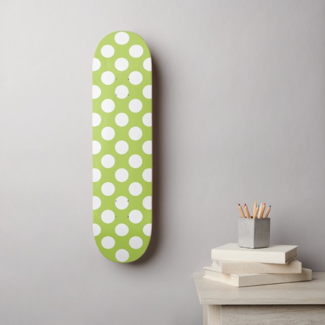 Green Polka Dots, Polka Dot Pattern, Dots, Dotted Skateboard (Wall Art)