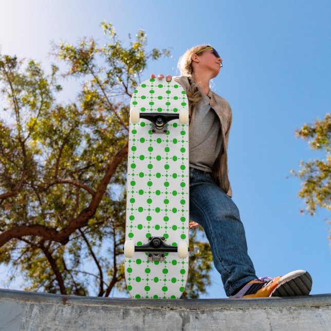 Green Polka Dots, Polka Dot Pattern, Dots, Dotted Skateboard (Outdoor 1)