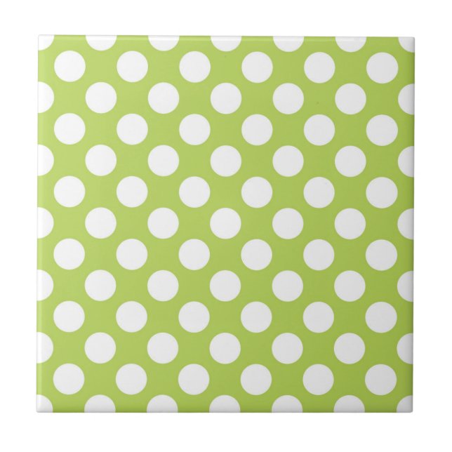 Green Polka Dots, Polka Dot Pattern, Dots, Dotted Tile (Front)