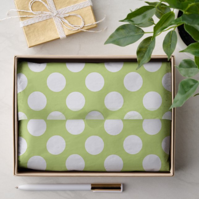 Green Polka Dots, Polka Dot Pattern, Dots, Dotted Tissue Paper (Gift)