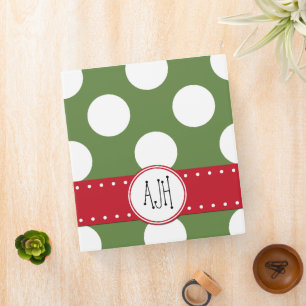 Green Polka Dots, Polka Dot Pattern, Monogram Binder