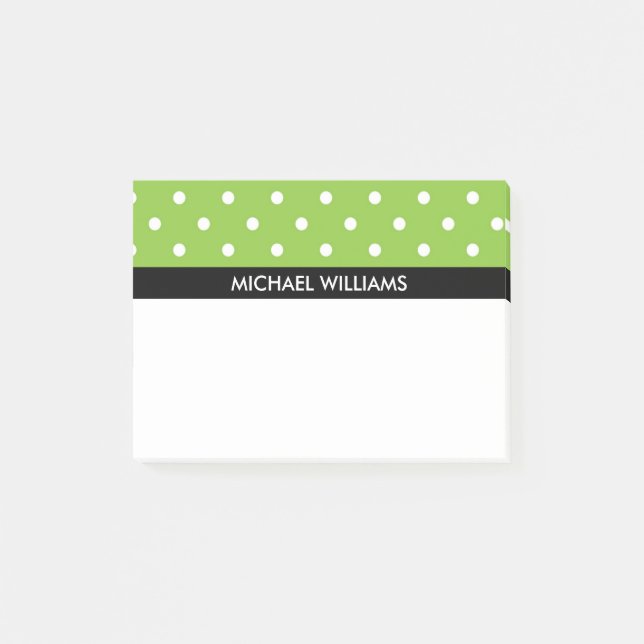 Green Polka Dots with Black Stripes Post-it Notes (Front)