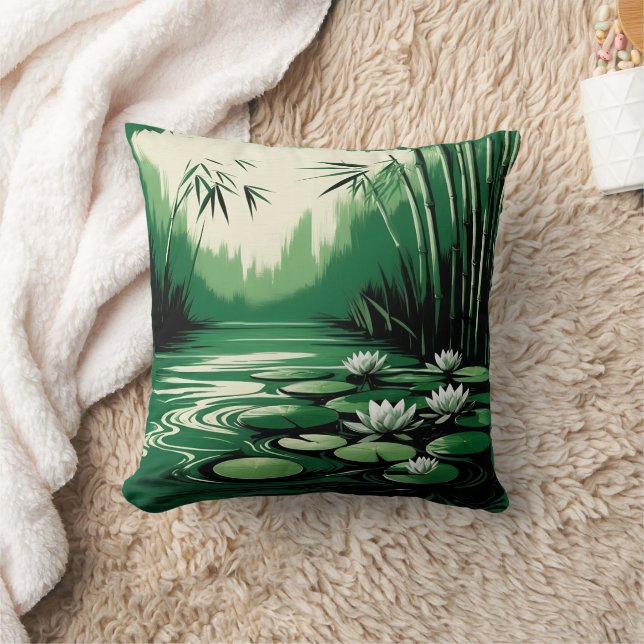 Green Pond Throw Pillow (Blanket)