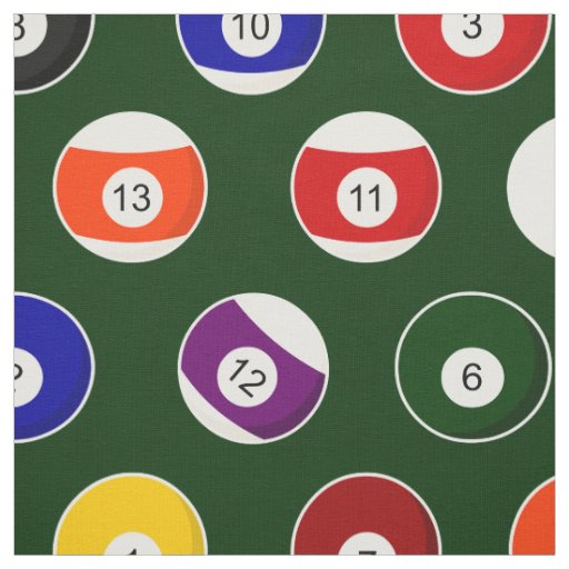Green Pool Ball Billiards Pattern Large Repeat Fabric Zazzle.ca