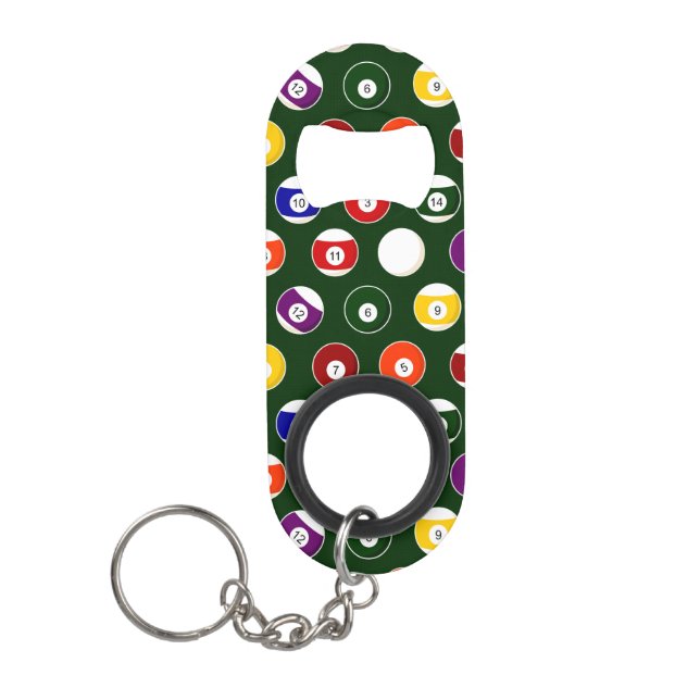 Green Pool Ball Billiards Pattern Mini Bottle Opener (Front)