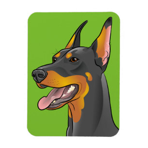 Green Pop Art Doberman Pinscher Fridge Accessory Magnet
