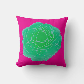 Green Pop Art Rose Throw Pillow