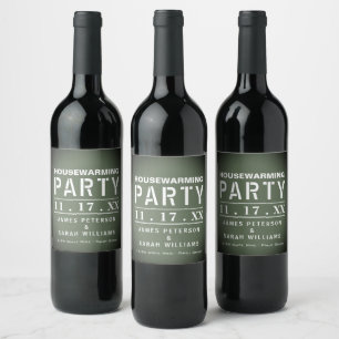 Green Poster Housewarming Party Wine Label