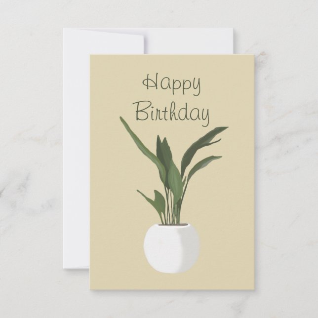 Green Pot Plante Bonne carte d'anniversaire (Devant)