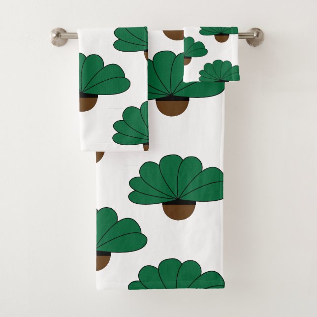 Green Potted Plants  Bath Towel Set (Insitu)