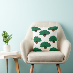 Green Potted Plants Throw Pillow