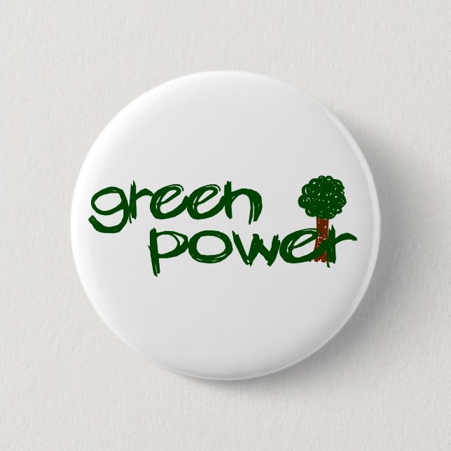 Green Power 2 Inch Round Button (Front)