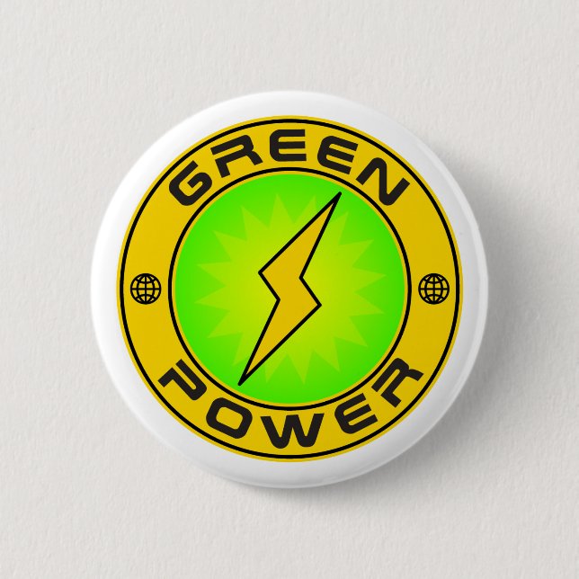 Green Power III 2 Inch Round Button (Front)