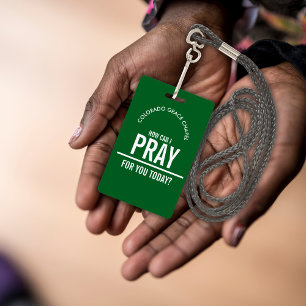 Green prayer church volunteers id badge