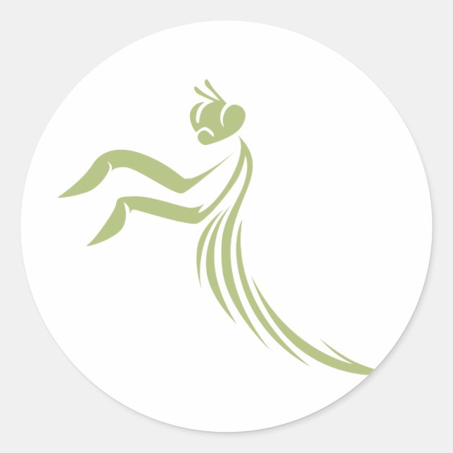 Green Praying Mantis Logo Classic Round Sticker (Front)