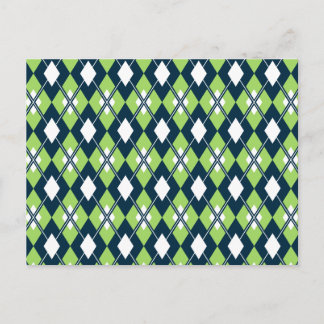Green Preppy Argyle Postcard