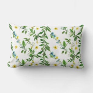 Green Preppy Floral Boho Pattern Pillow