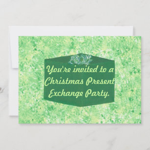 Green Present Christmas Exchange Party Invitations