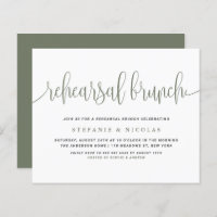Green Pretty Calligraphy Rehearsal Brunch Invite