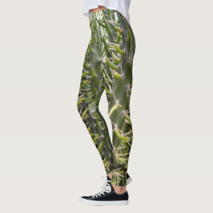 Green Prickly Cactus Plants, Leggings