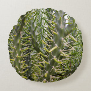 Green Prickly Cactus Trees, Round Pillow