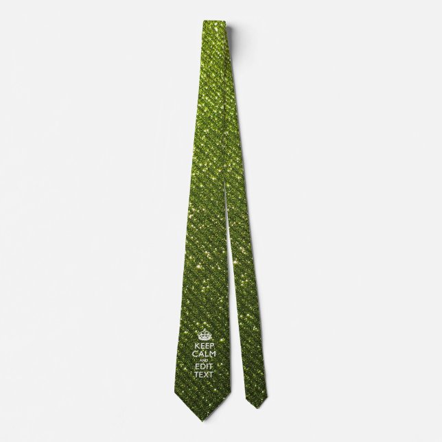 Green Print Personalize Your Keep Calm Gift Tie (Front)