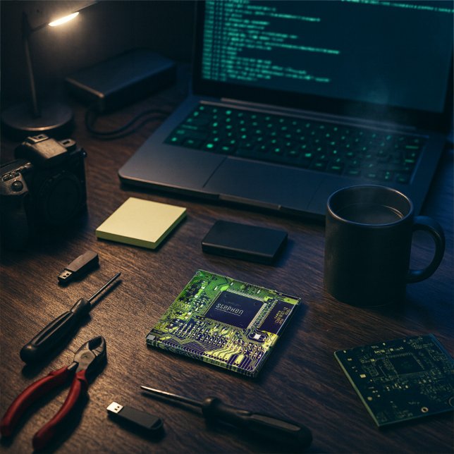 Green printed circuit board • Geek electronic PCB Glass Coaster (Creator Uploaded)