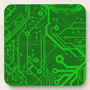 Green Printed Circuit Board Pattern Coaster
