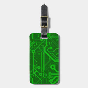 Green Printed Circuit Board Pattern Luggage Tag