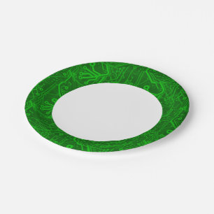 Green Printed Circuit Board Pattern Paper Plate