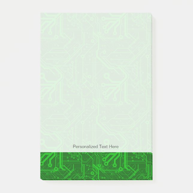 Green Printed Circuit Board Pattern Post-it Notes (Front)