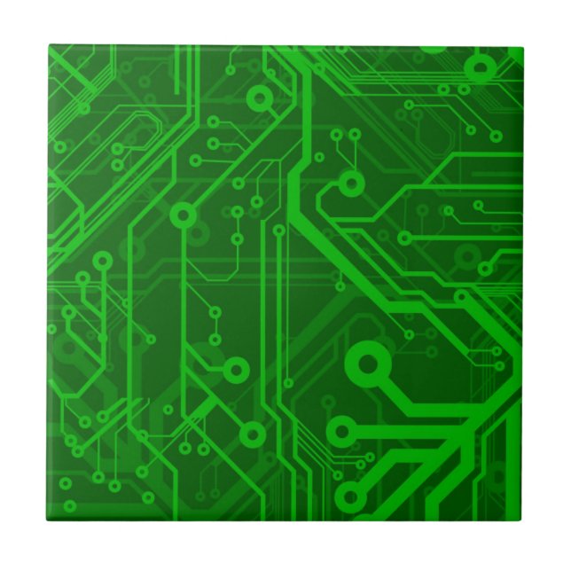 Green Printed Circuit Board Pattern Tile (Front)