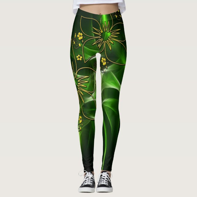 Green Printed Leggings – Stylish Comfort  (Front)