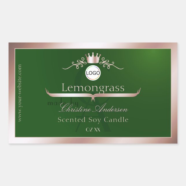 Green Product Label Rose Gold Frame Logo Monogram (Front)