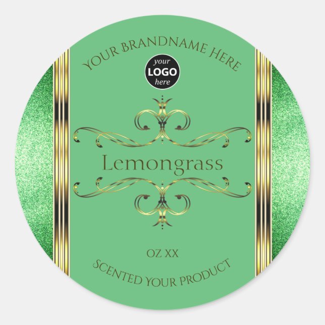 Green Product Labels Ornate Faux Gold Decor Logo (Front)