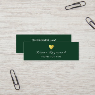 Green professional profile card with gold heart