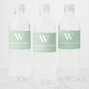 Green Promotional Business Company Logo Monogram Water Bottle Label