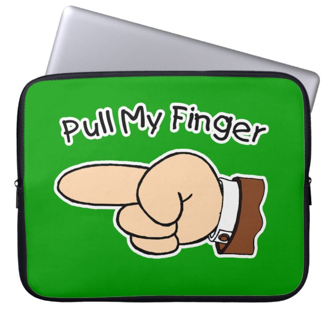 Green Pull My Finger Electronics Bag/Sleeve Laptop Sleeve (Front)