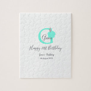 Green pumpkin fall birthday 21st gray pastel jigsaw puzzle