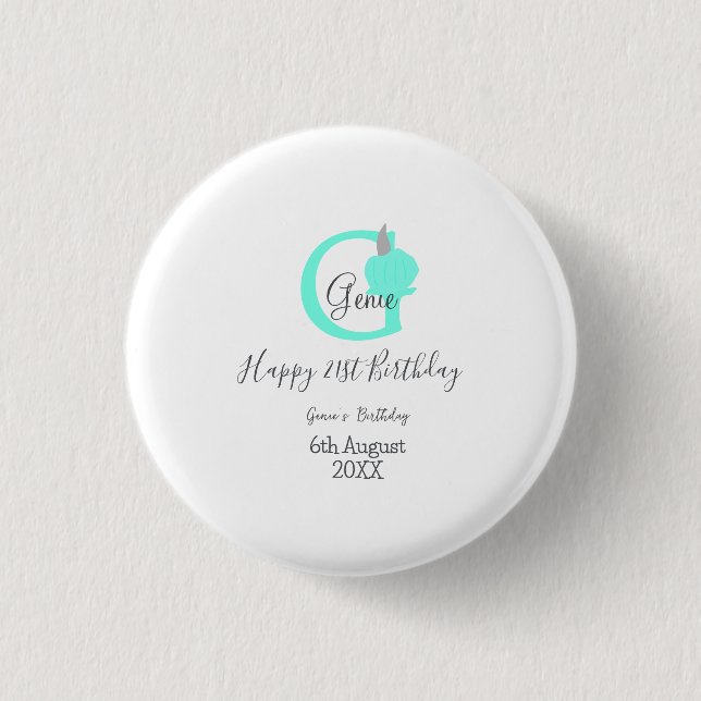 Green pumpkin fall birthday 21st grey pastel 1 inch round button (Front)